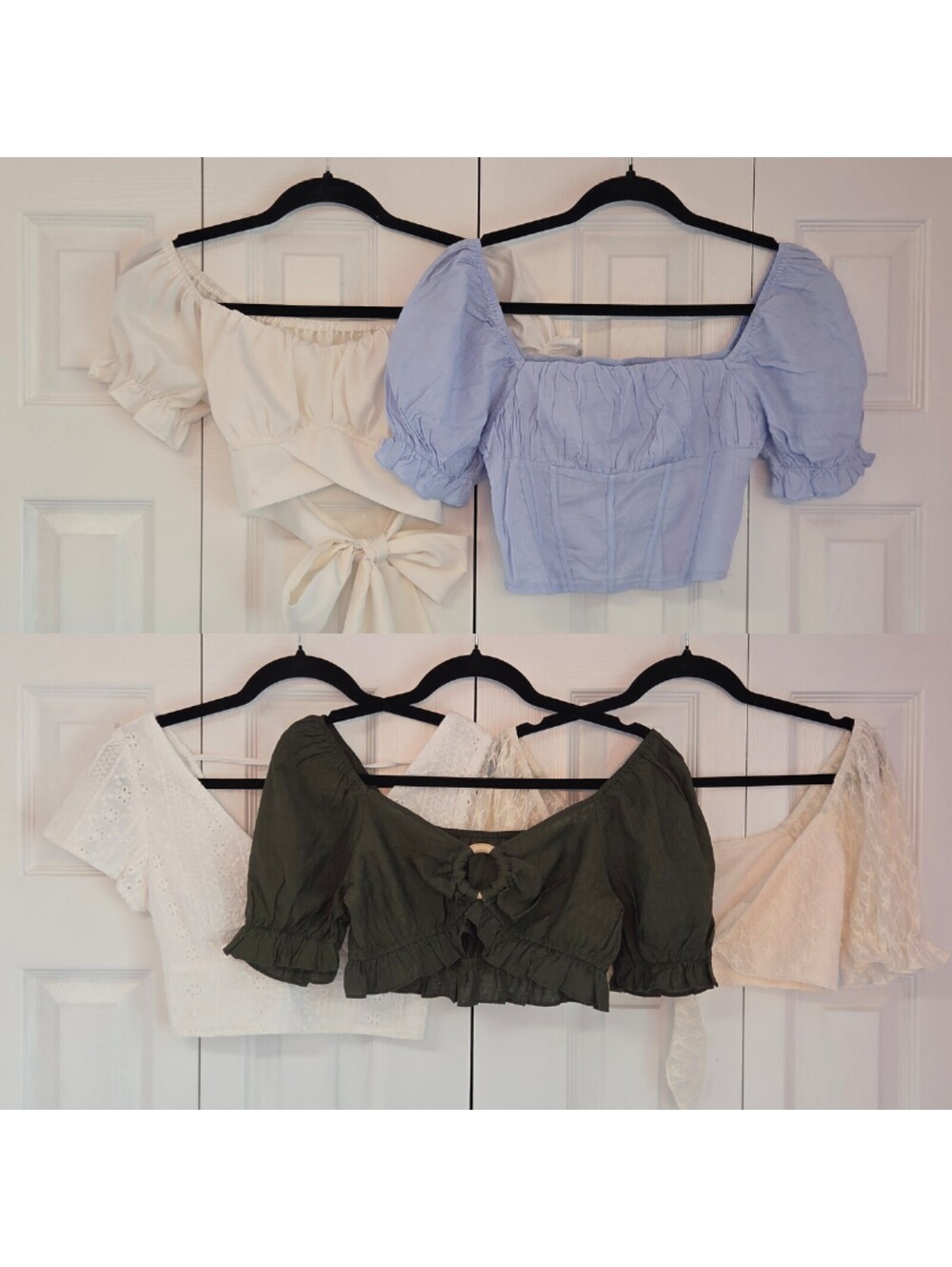 Coquette Cottage Boho Puff Sleeve Crop Tops Bundle